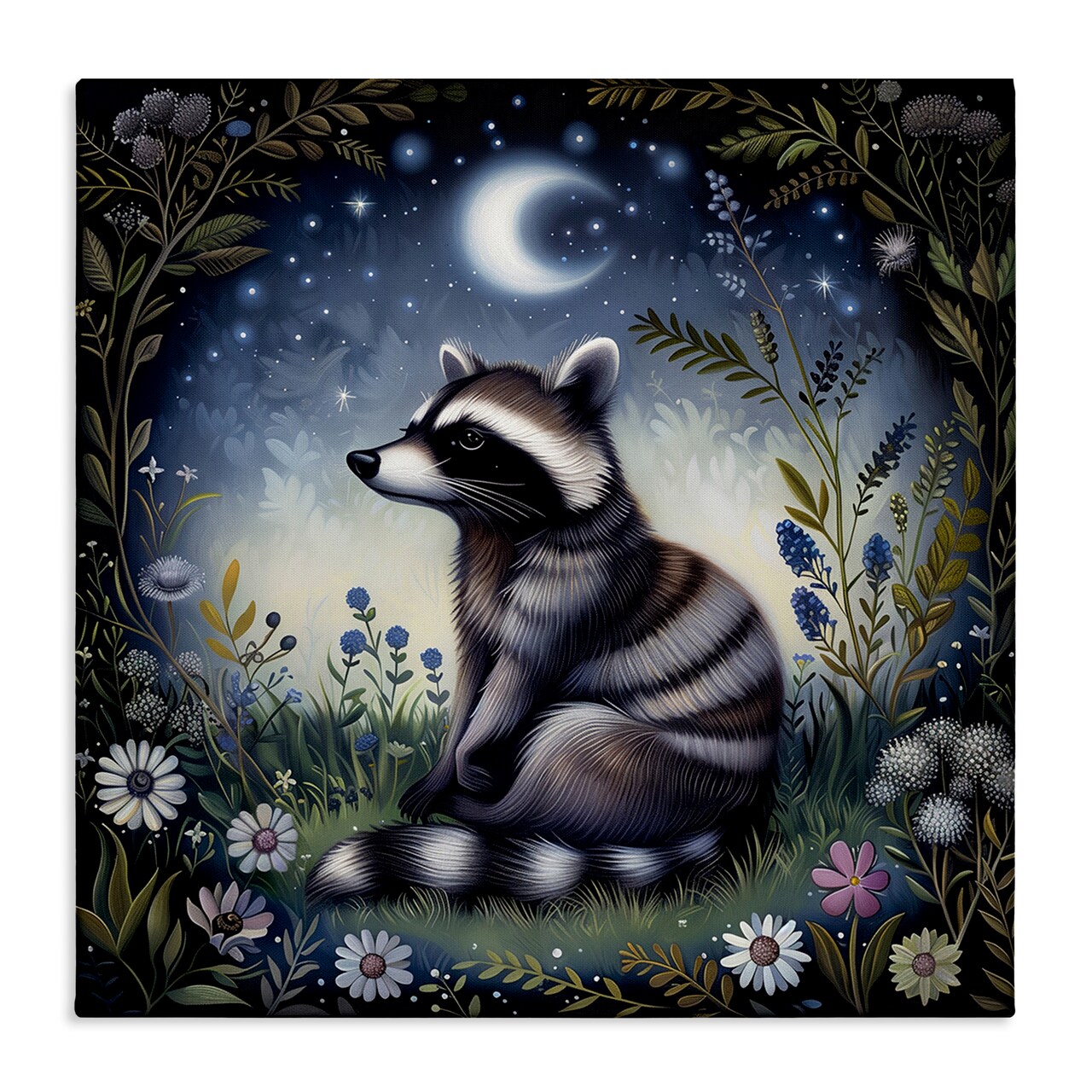 Stupell Industries Raccoon Under Night Forest Canvas Wall Art Design by The Dutch Lady